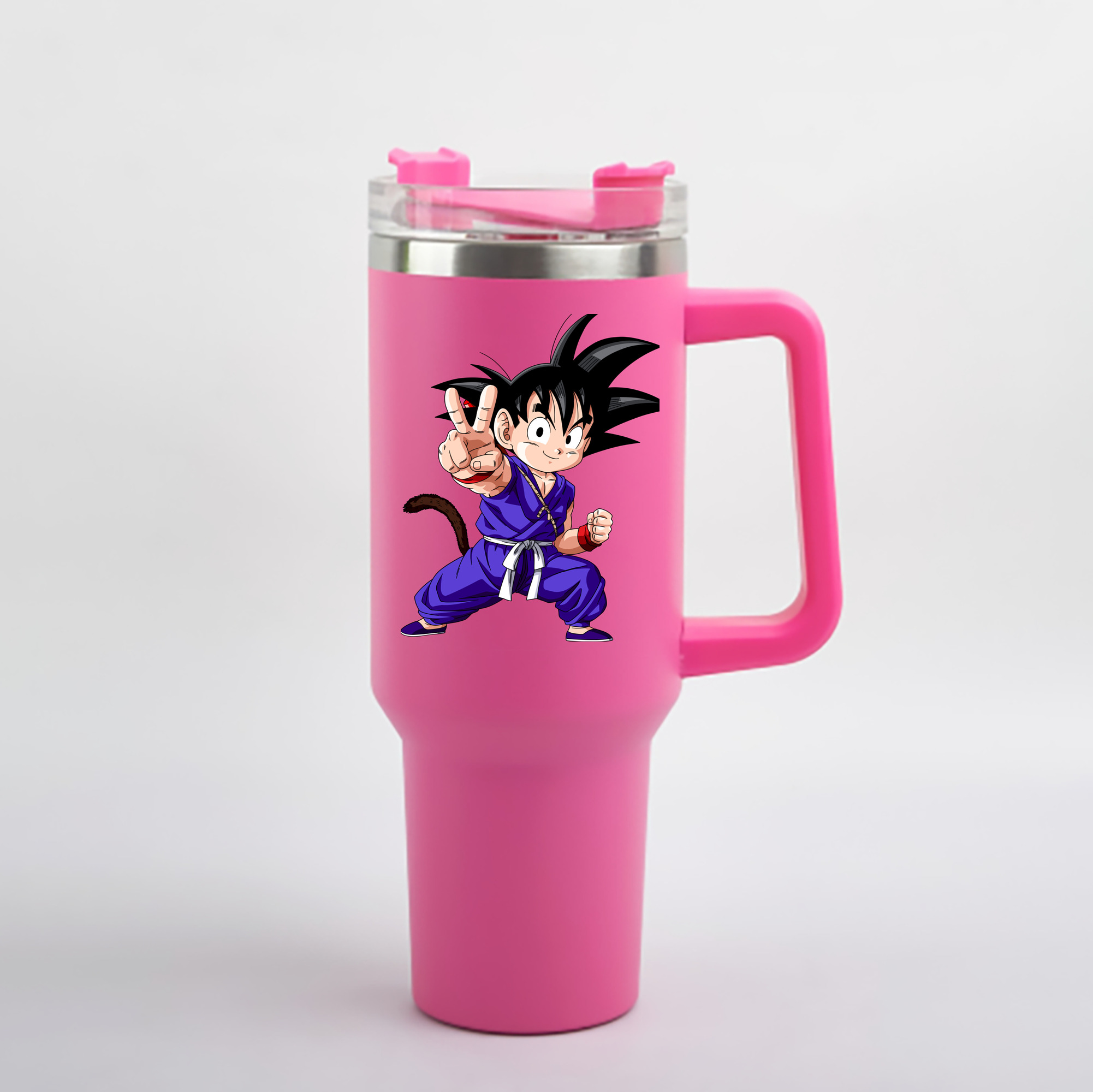 （画像用） ドラゴンボール 孫悟空（そん ごくう）Son Goku カカロット DRAGON BALL Kakarotto 1200mL車用タンブラー - クリスタルステッカー（プラスチックストロー付き）